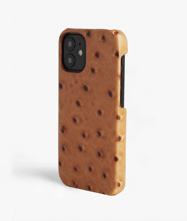 iPhone 12 Mini Leather Case Ostrich Brown 