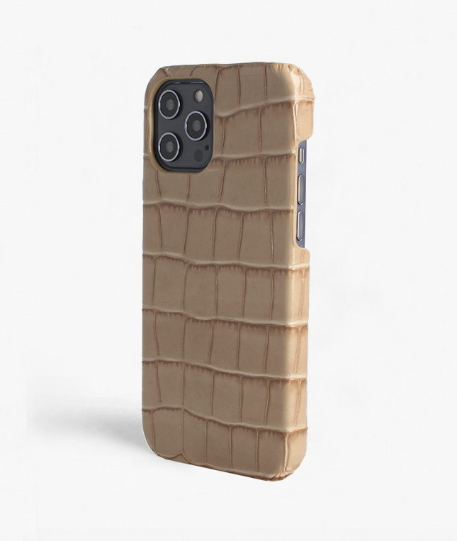 iPhone 12 Pro Max Leather Case Croco Sand