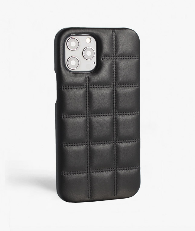 iPhone 12 12 Pro Leather Case Padded Black