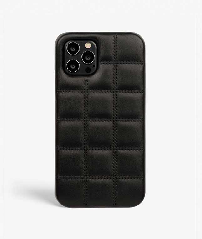 iPhone 13 Pro Leather Case Padded Black