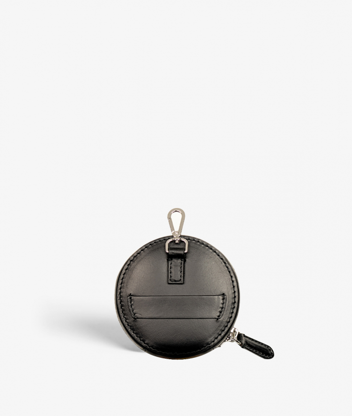 Attachable Round Micro Bag Leather Vegetable Tanned Black
