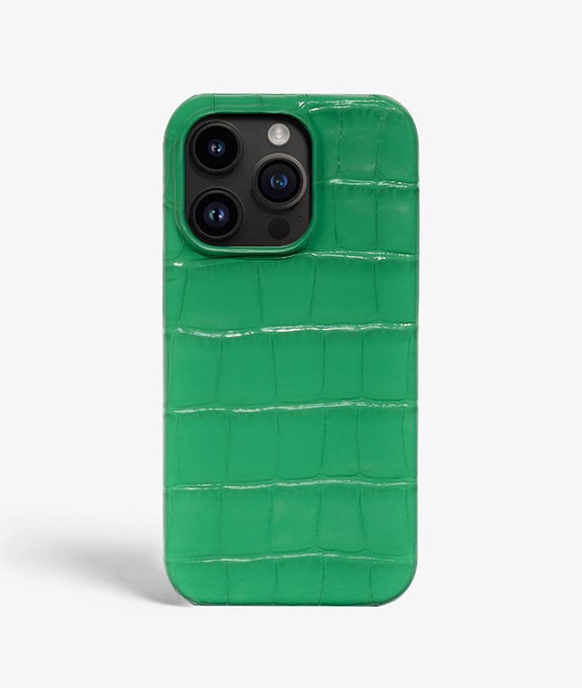 iPhone 14 Pro Leather Case Croco Emerald