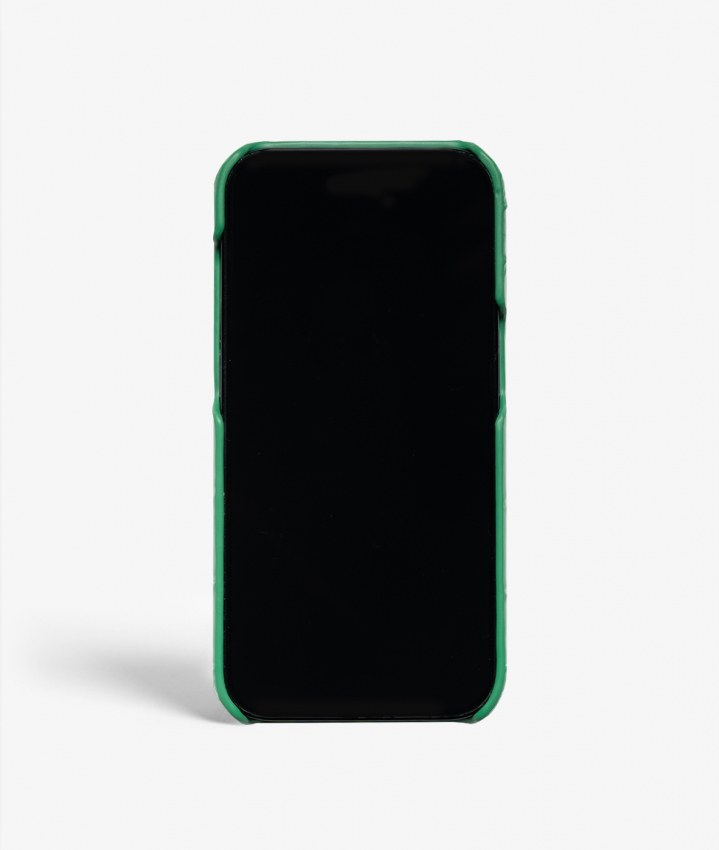 iPhone 14 Pro Leather Case Croco Emerald
