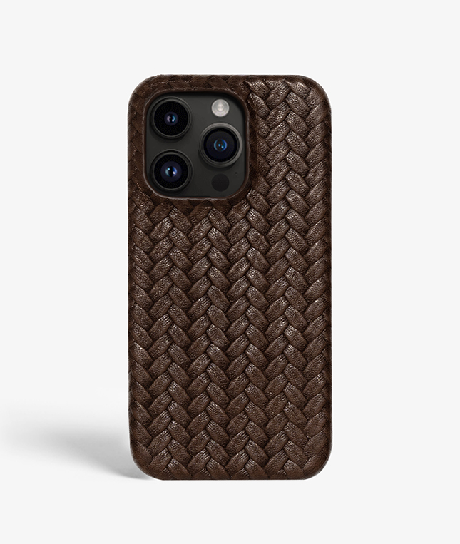 iPhone 14 Pro Leather Case Treccia Brown